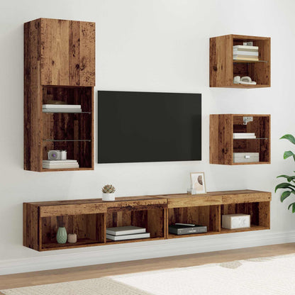 UnitÃƒÂ  a muro per TV con LED 5 pcs Legno vecchio