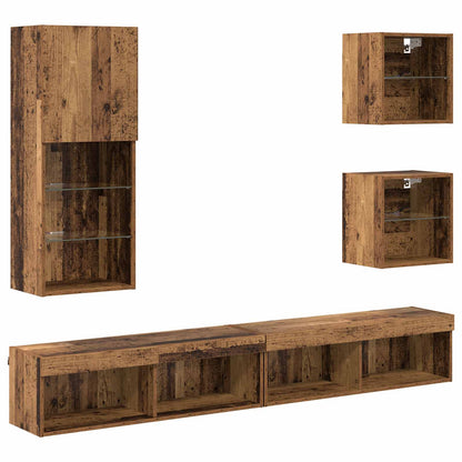 UnitÃƒÂ  a muro per TV con LED 5 pcs Legno vecchio