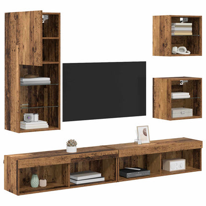 UnitÃƒÂ  a muro per TV con LED 5 pcs Legno vecchio
