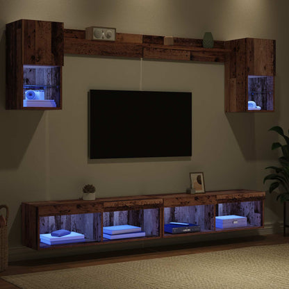 UnitÃƒÂ  a muro per TV con LED con led 6 pcs Legno vecchio