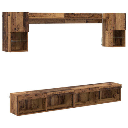 UnitÃƒÂ  a muro per TV con LED con led 6 pcs Legno vecchio