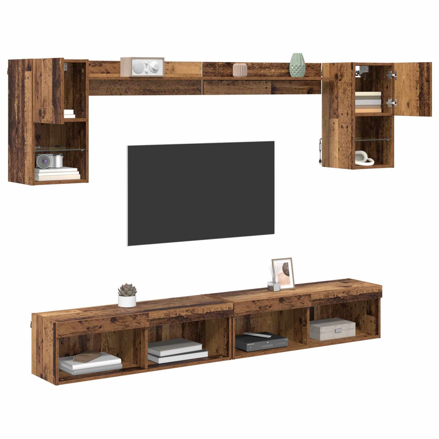 UnitÃƒÂ  a muro per TV con LED con led 6 pcs Legno vecchio
