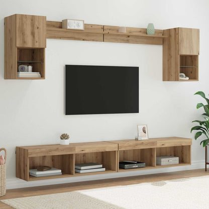 UnitÃƒÂ  a muro per TV con LED con led 6 pcs Rovere artigianale