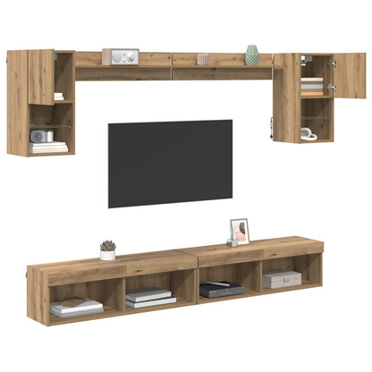 UnitÃƒÂ  a muro per TV con LED con led 6 pcs Rovere artigianale