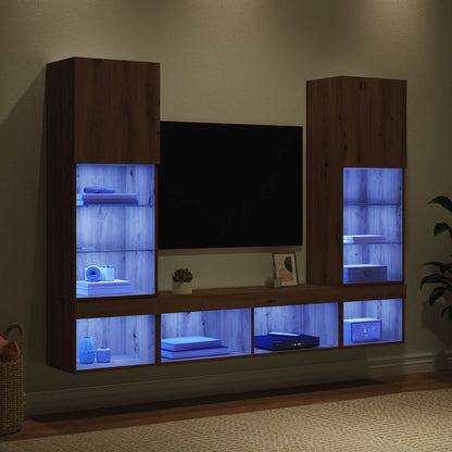 UnitÃƒÂ  a muro per TV con LED con led 5 pcs Rovere artigianale