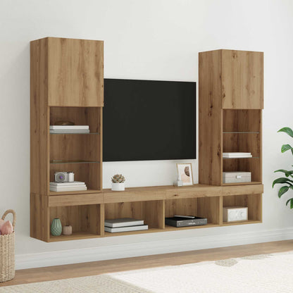 UnitÃƒÂ  a muro per TV con LED con led 5 pcs Rovere artigianale
