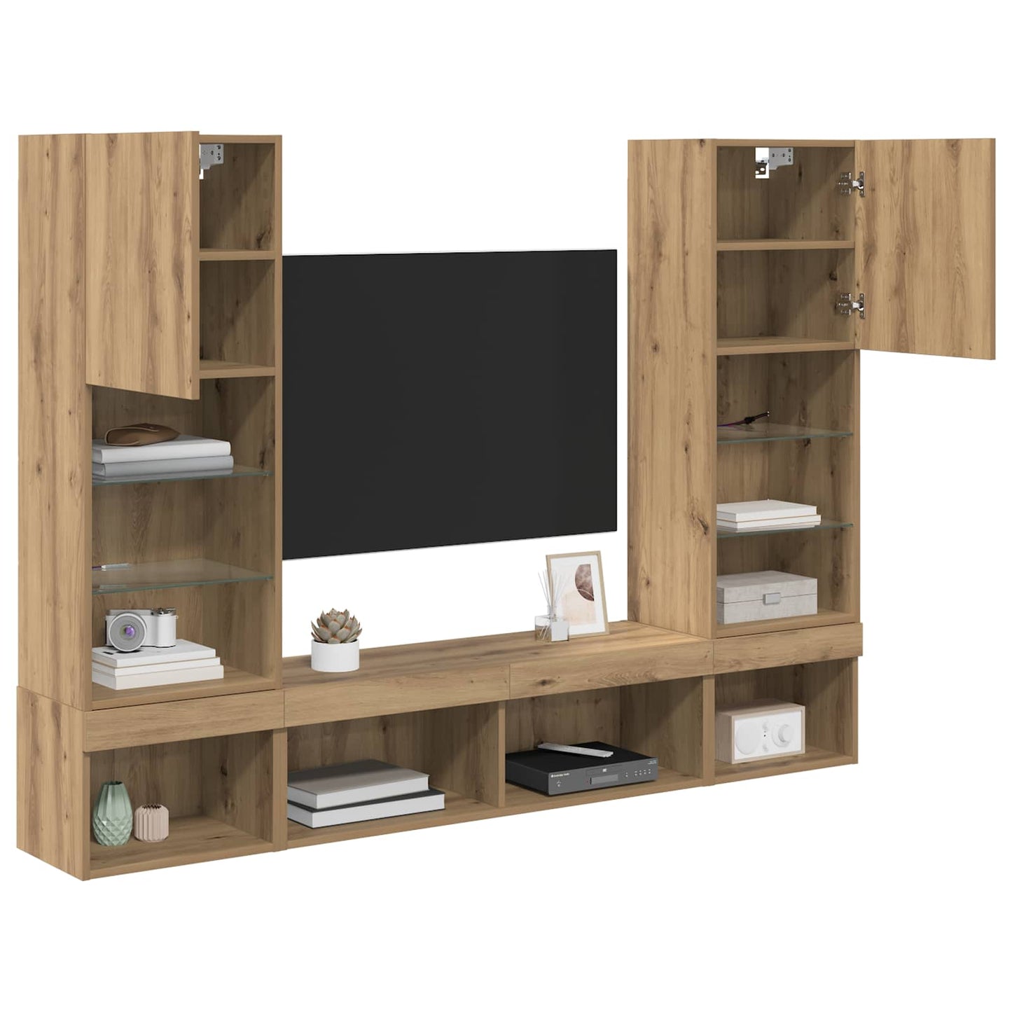 UnitÃƒÂ  a muro per TV con LED con led 5 pcs Rovere artigianale
