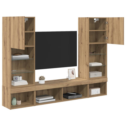UnitÃƒÂ  a muro per TV con LED con led 5 pcs Rovere artigianale