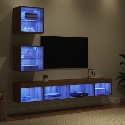 UnitÃƒÂ  a muro per TV con LED con led 5 pcs Rovere artigianale