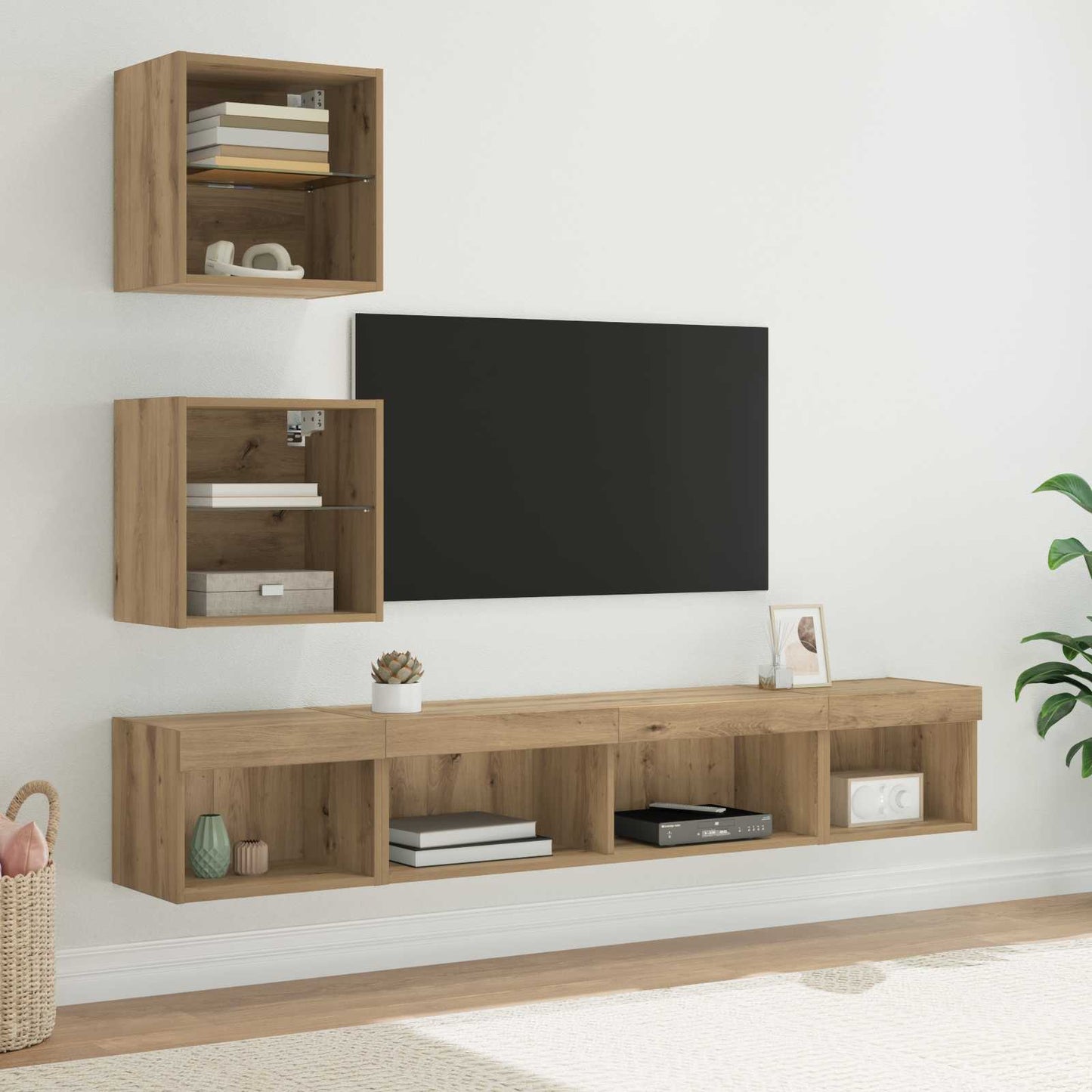 UnitÃƒÂ  a muro per TV con LED con led 5 pcs Rovere artigianale