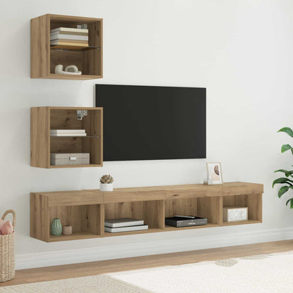 UnitÃƒÂ  a muro per TV con LED con led 5 pcs Rovere artigianale