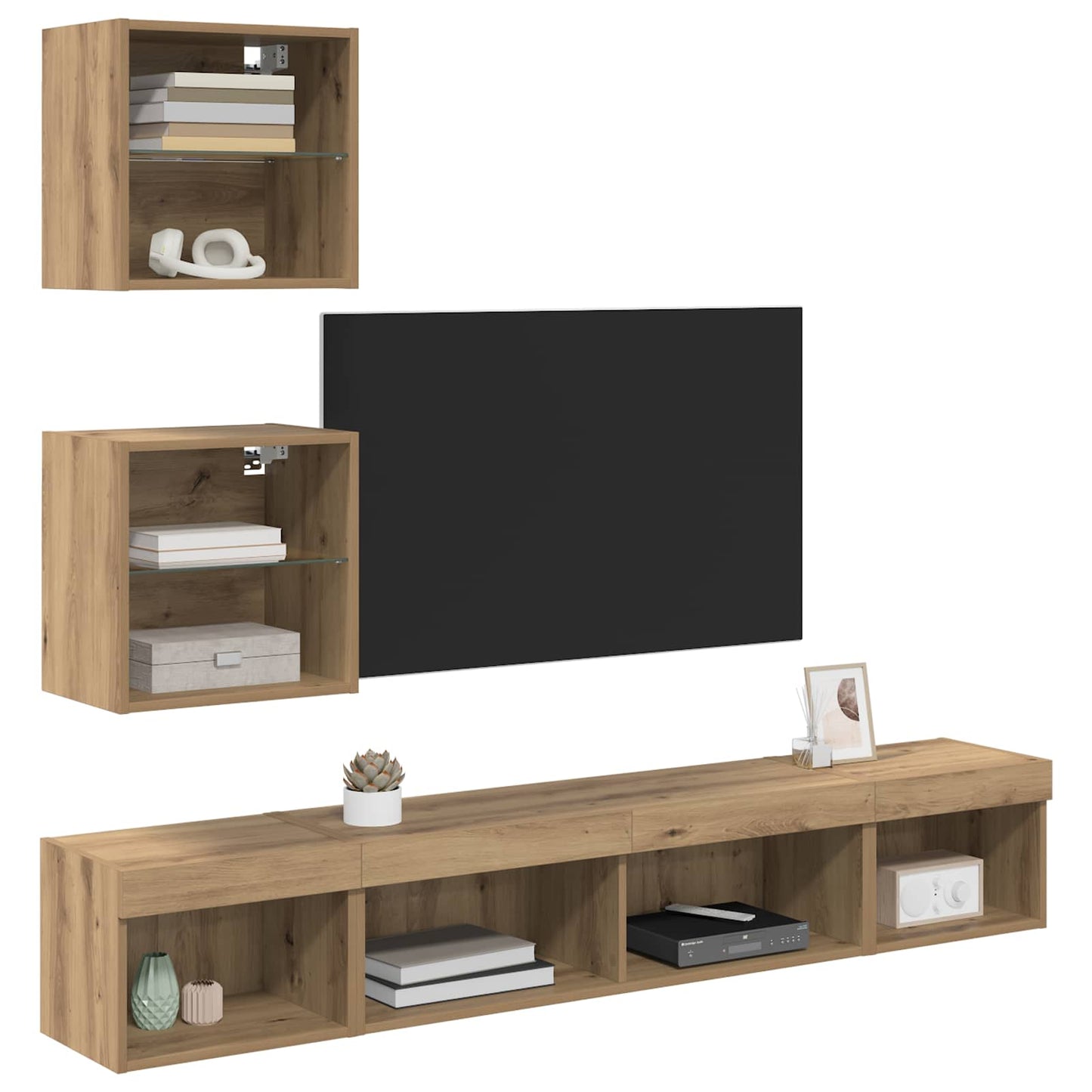 UnitÃƒÂ  a muro per TV con LED con led 5 pcs Rovere artigianale