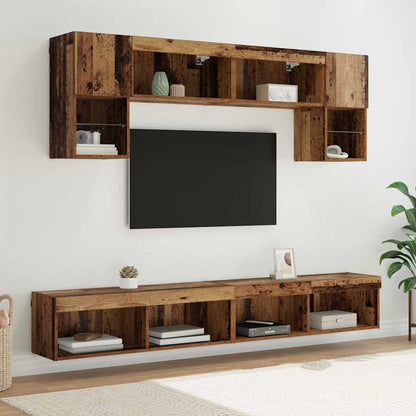 UnitÃƒÂ  a muro per TV con LED 6 pcs Legno vecchio