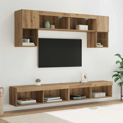 UnitÃƒÂ  a muro per TV con LED 6 pcs Rovere artigianale