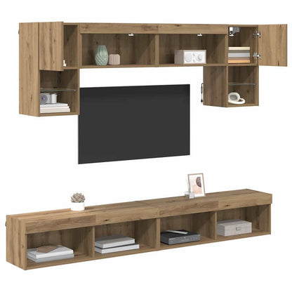UnitÃƒÂ  a muro per TV con LED 6 pcs Rovere artigianale