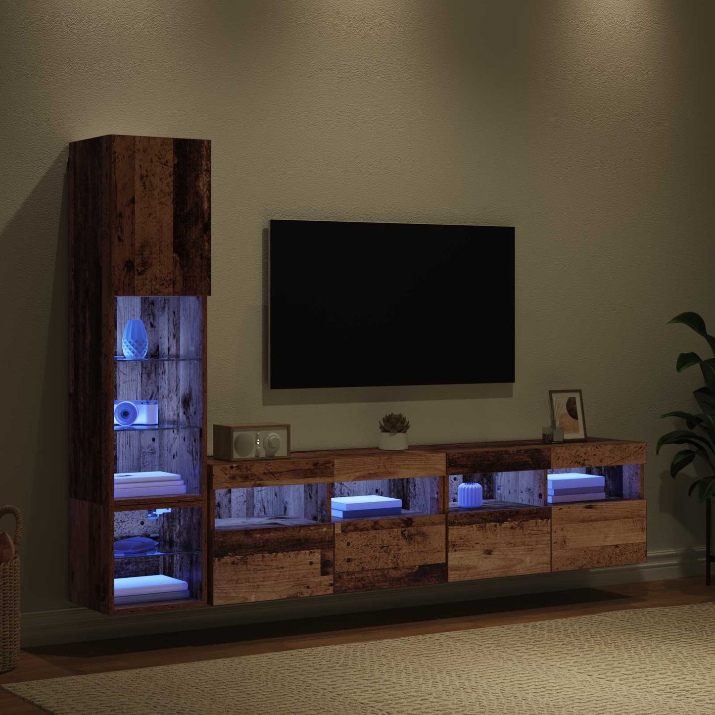 UnitÃƒÂ  TV da Parete 4 pcs Legno vecchio Legno multistrato