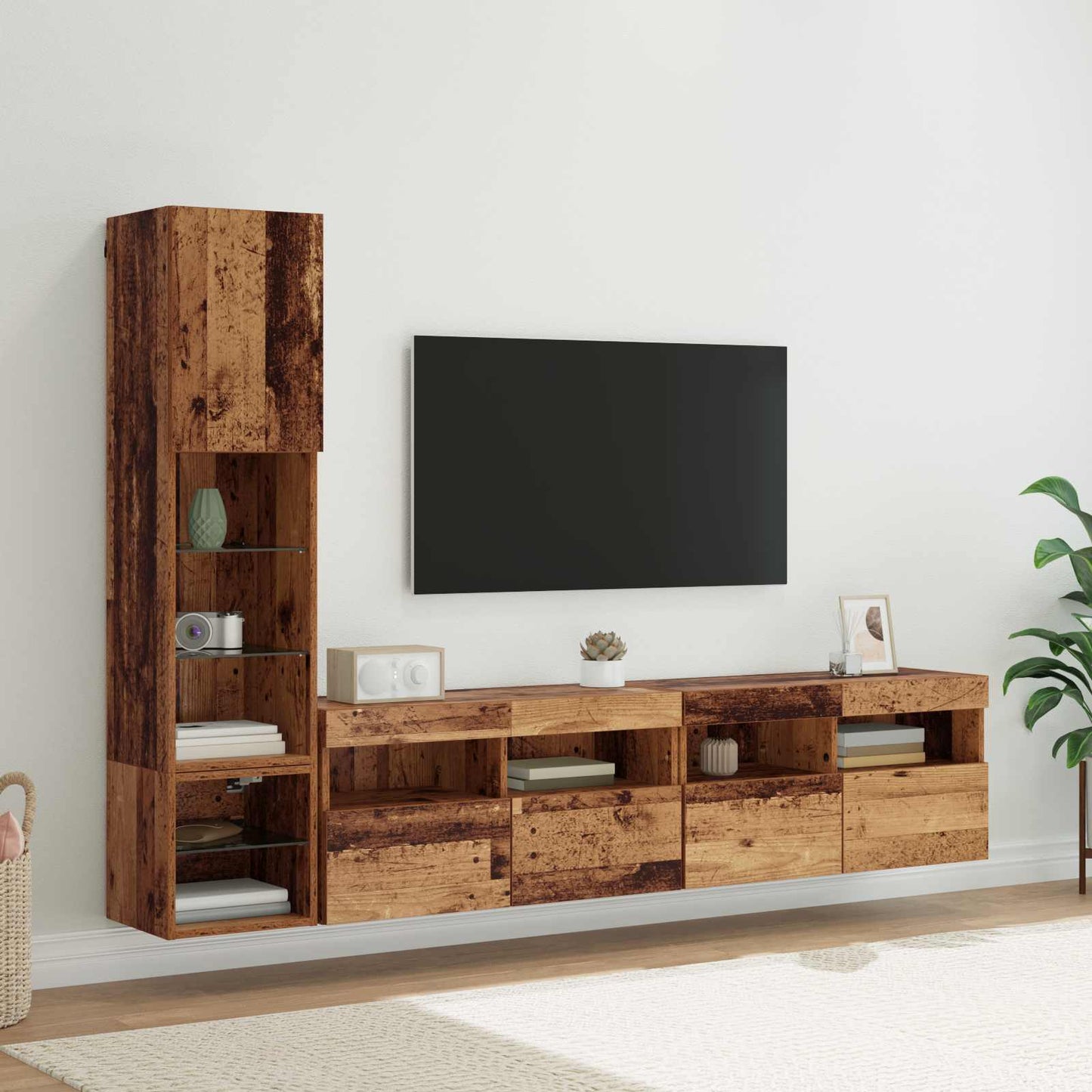 UnitÃƒÂ  TV da Parete 4 pcs Legno vecchio Legno multistrato