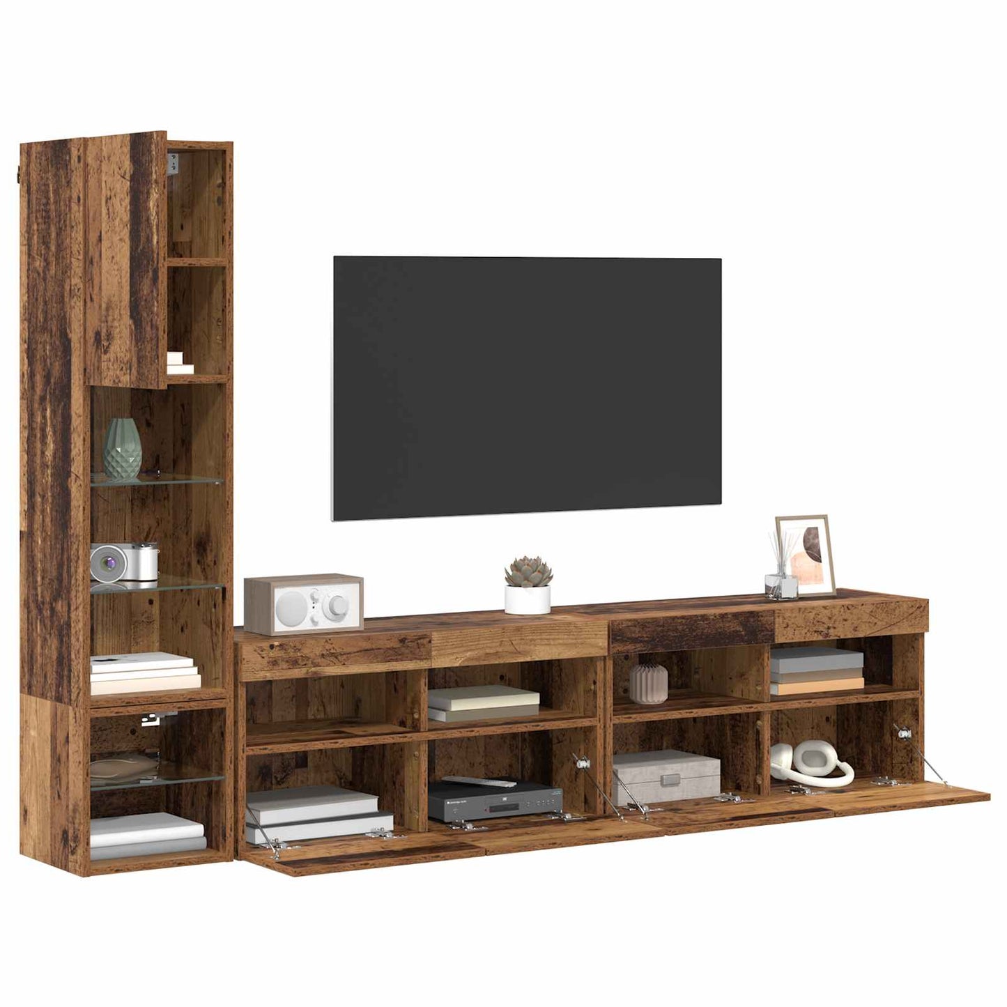 UnitÃƒÂ  TV da Parete 4 pcs Legno vecchio Legno multistrato