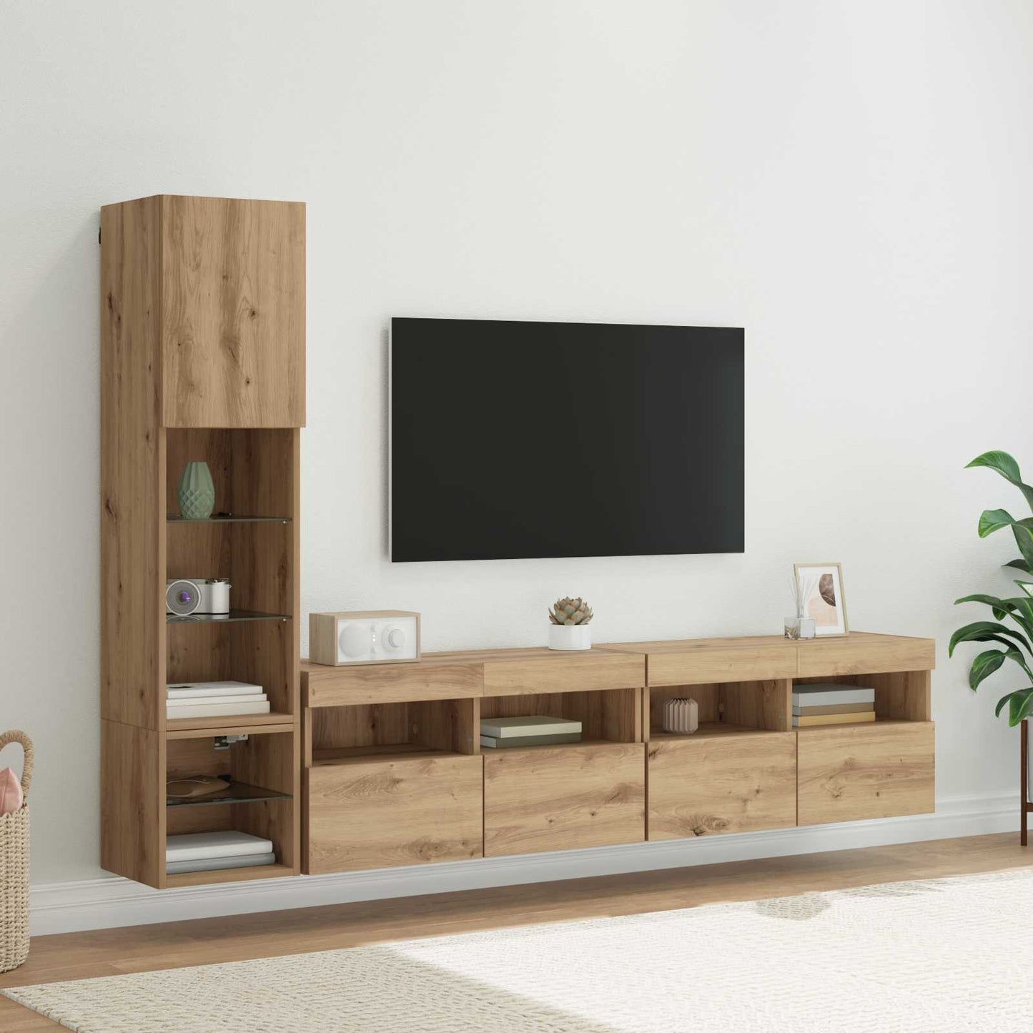 UnitÃƒÂ  TV da Parete 4 pcs Rovere artigianale Legno multistrato