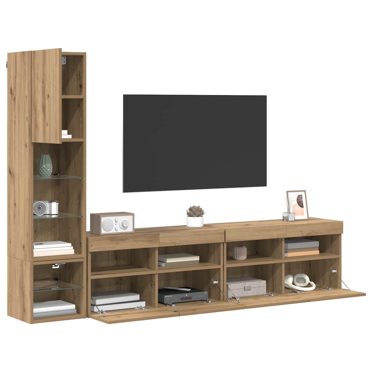 UnitÃƒÂ  TV da Parete 4 pcs Rovere artigianale Legno multistrato