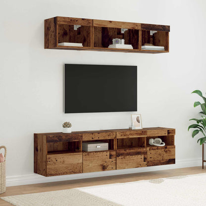 UnitÃƒÂ  a muro per TV con LED 5 pcs Legno vecchio 80 x 30 x 40 cm