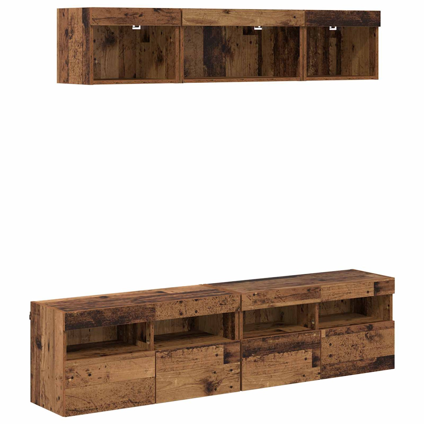 UnitÃƒÂ  a muro per TV con LED 5 pcs Legno vecchio 80 x 30 x 40 cm