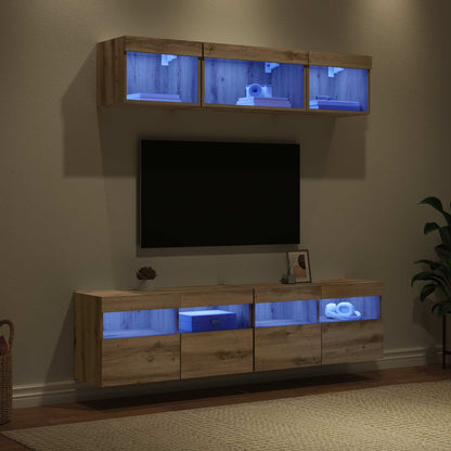 UnitÃƒÂ  a muro per TV con LED con led 5 pcs Rovere artigianale
