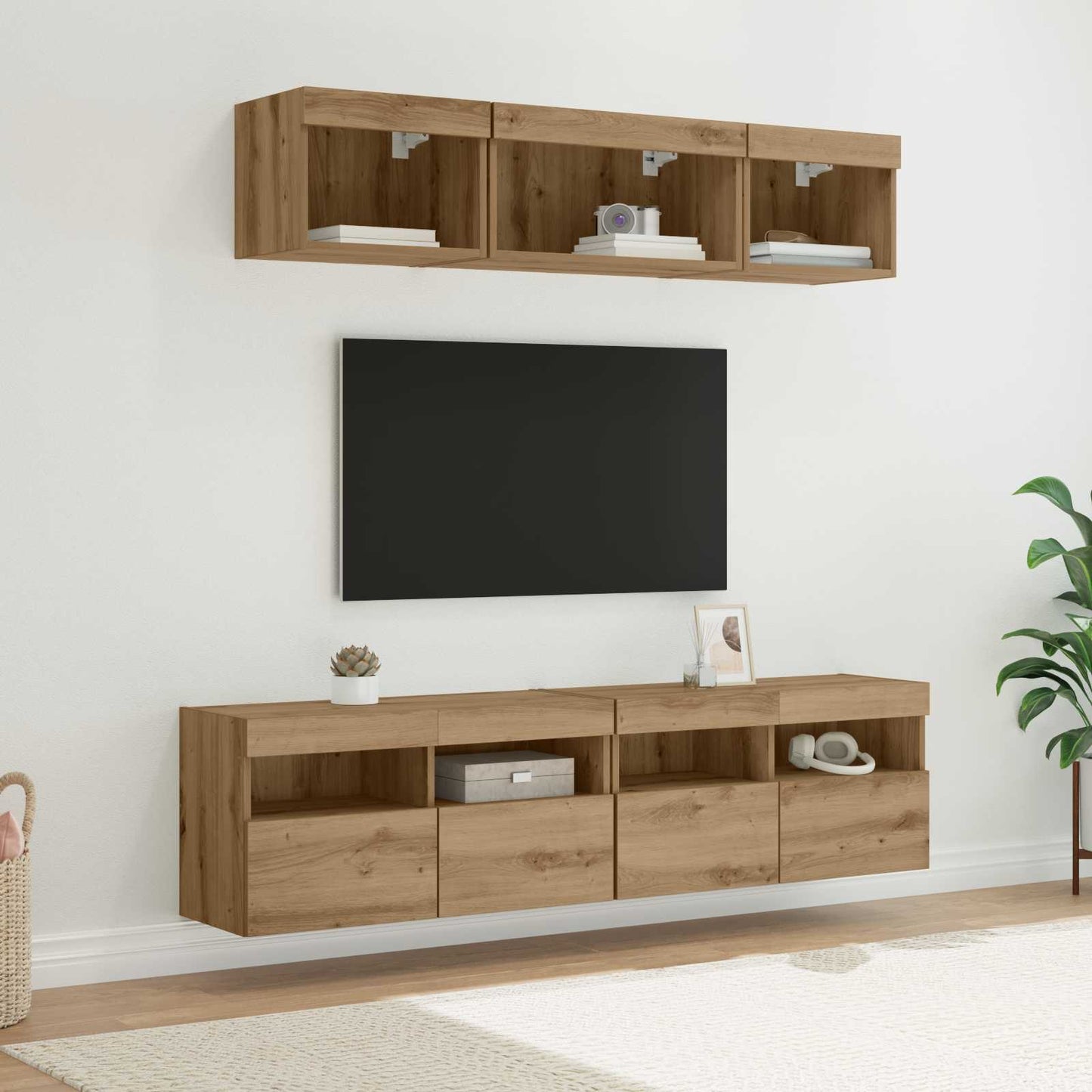 UnitÃƒÂ  a muro per TV con LED con led 5 pcs Rovere artigianale