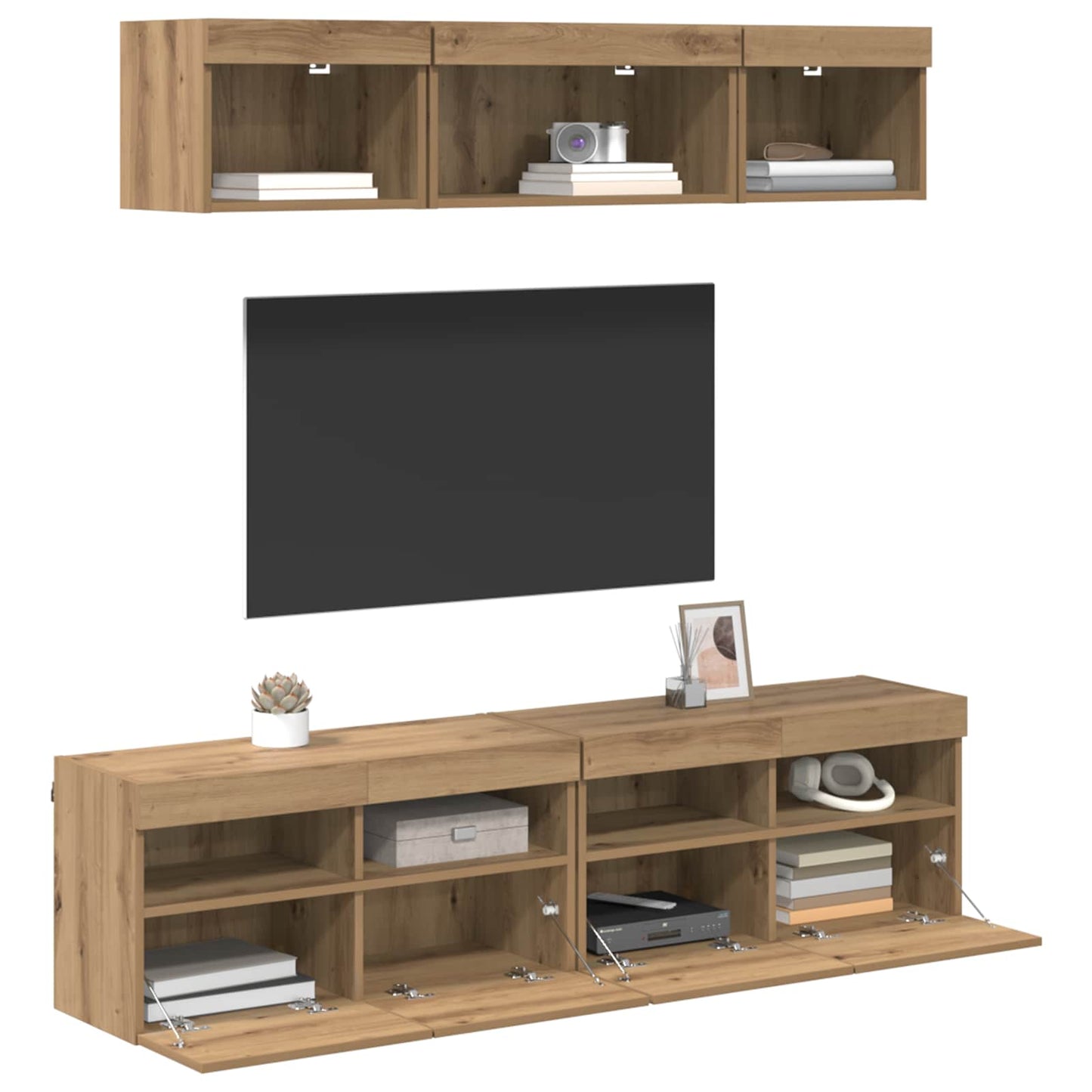 UnitÃƒÂ  a muro per TV con LED con led 5 pcs Rovere artigianale