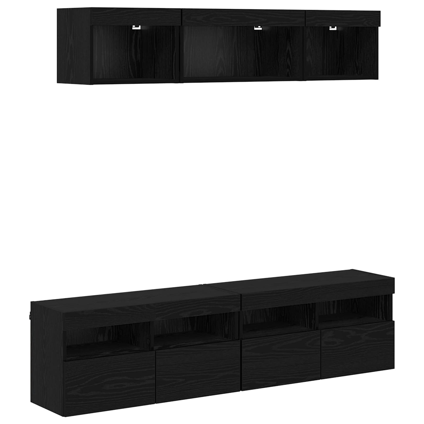 UnitÃƒÂ  a muro per TV con LED 5 pcs Rovere Nero 80 x 30 x 40 cm