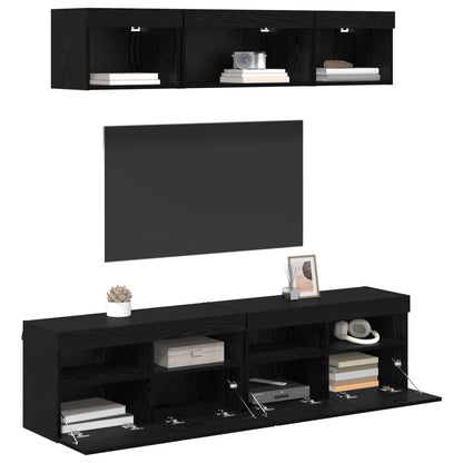 UnitÃƒÂ  a muro per TV con LED 5 pcs Rovere Nero 80 x 30 x 40 cm