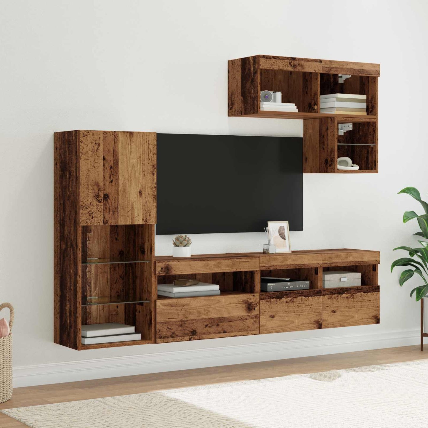 UnitÃƒÂ  per TV a Muro 6 pcs Legno vecchio Legno multistrato