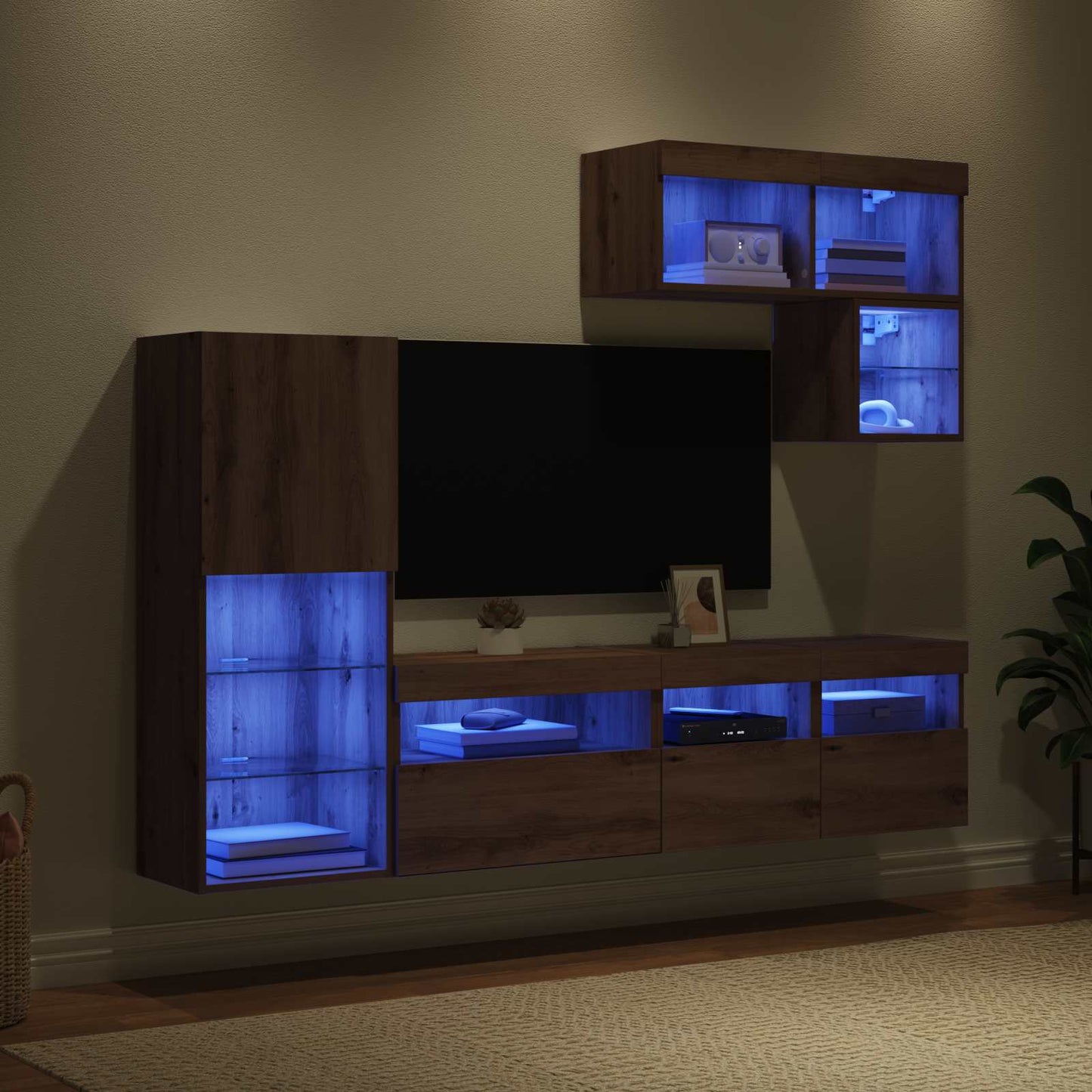 UnitÃƒÂ  per TV a Muro 6 pcs Rovere artigianale Legno multistrato
