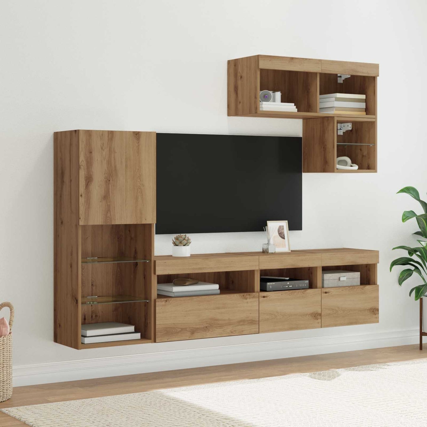 UnitÃƒÂ  per TV a Muro 6 pcs Rovere artigianale Legno multistrato