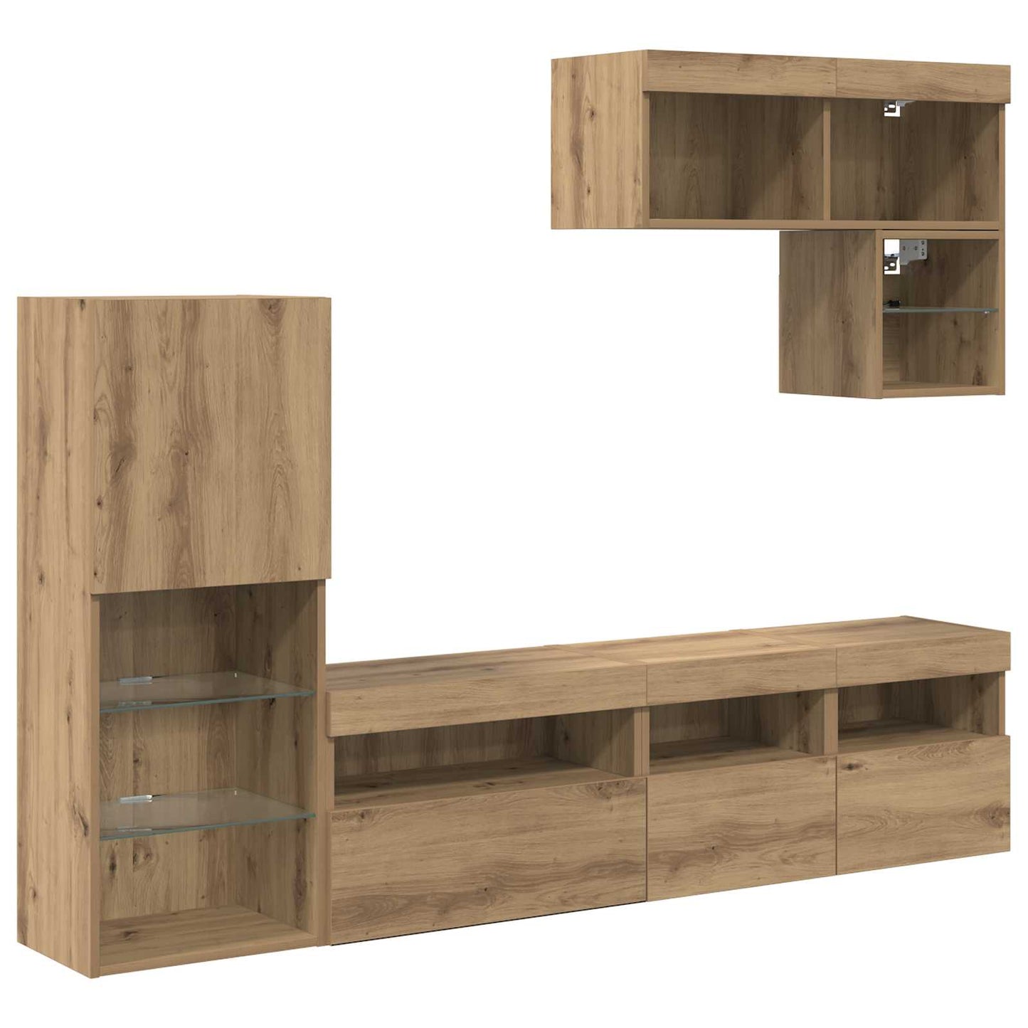 UnitÃƒÂ  per TV a Muro 6 pcs Rovere artigianale Legno multistrato