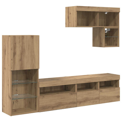 UnitÃƒÂ  per TV a Muro 6 pcs Rovere artigianale Legno multistrato