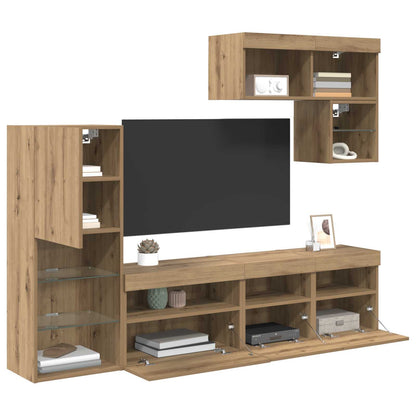 UnitÃƒÂ  per TV a Muro 6 pcs Rovere artigianale Legno multistrato