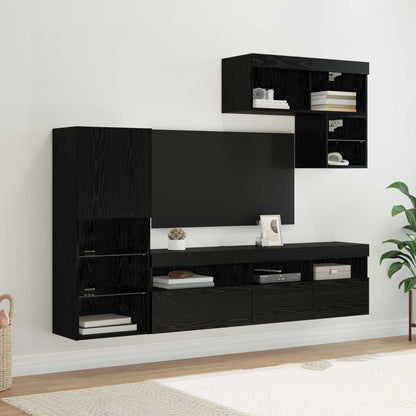 UnitÃƒÂ  per TV a Muro 6 pcs Rovere Nero Legno multistrato