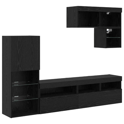UnitÃƒÂ  per TV a Muro 6 pcs Rovere Nero Legno multistrato