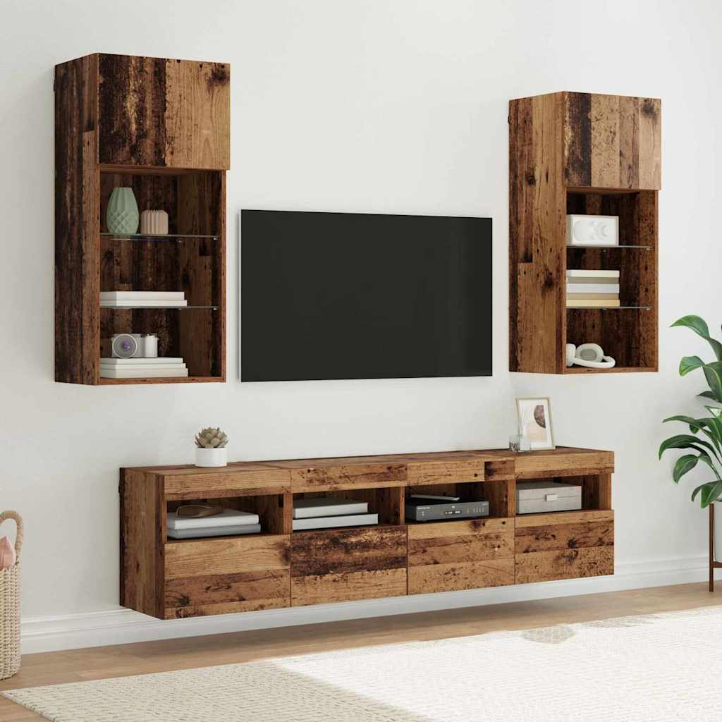 UnitÃƒÂ  a muro per TV con LED 5 pcs Legno vecchio