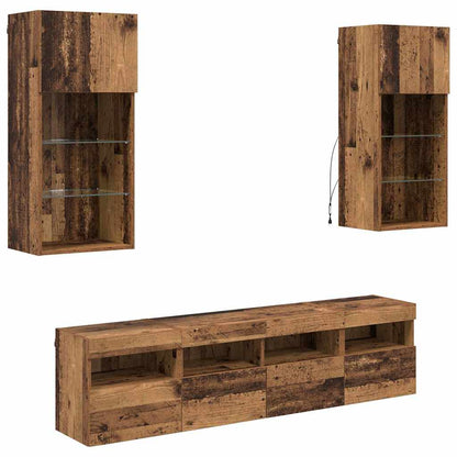 UnitÃƒÂ  a muro per TV con LED 5 pcs Legno vecchio