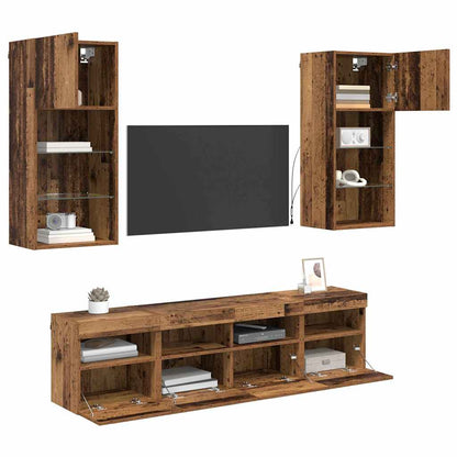 UnitÃƒÂ  a muro per TV con LED 5 pcs Legno vecchio