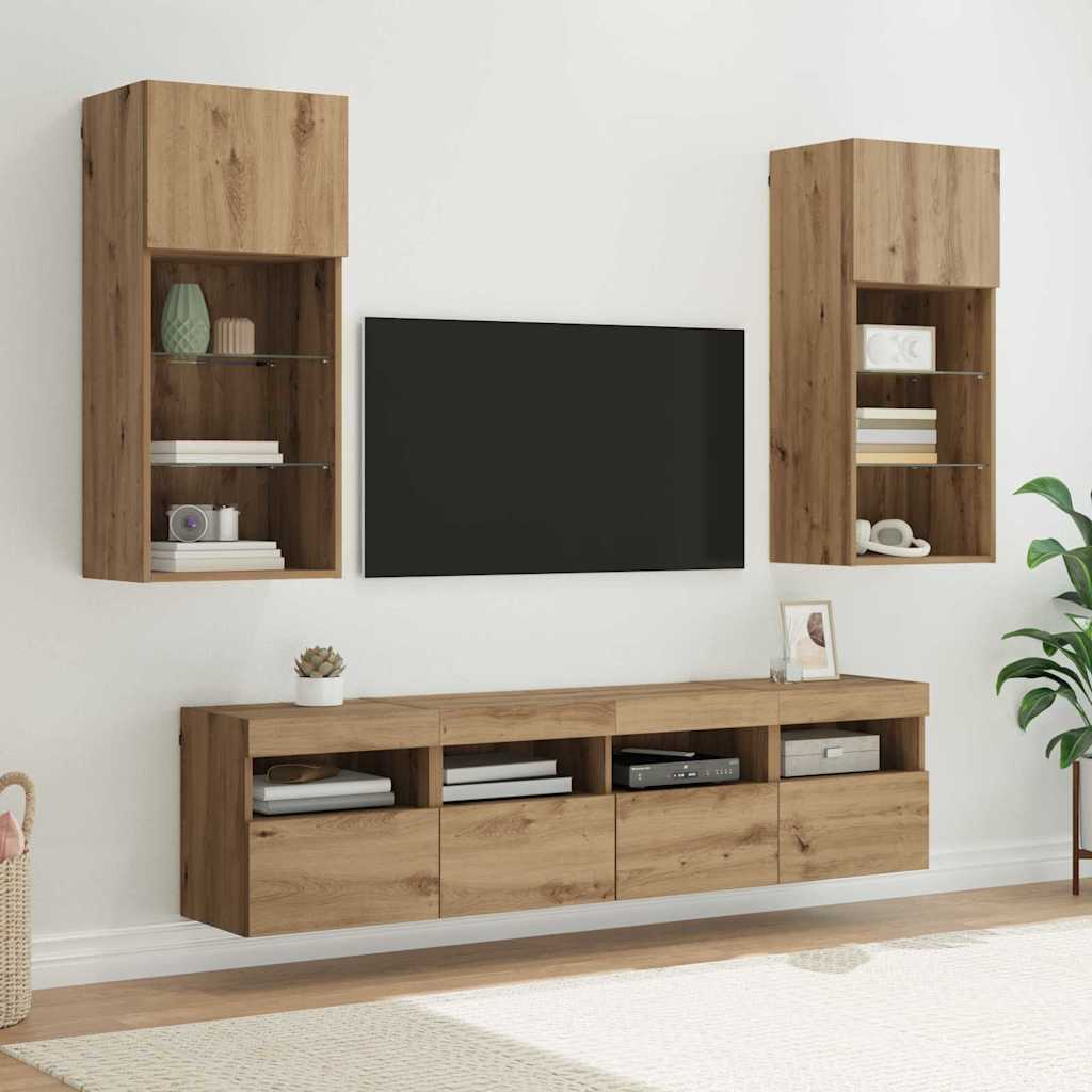 UnitÃƒÂ  a muro per TV con LED 5 pcs Rovere artigianale