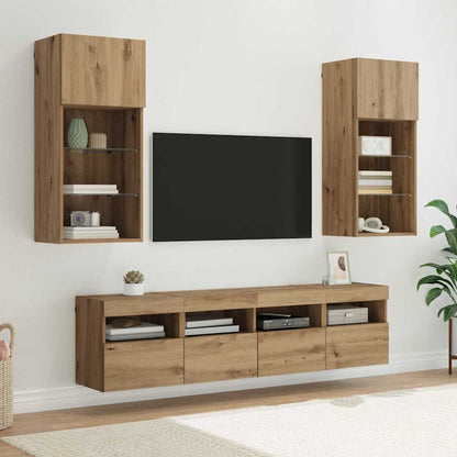 UnitÃƒÂ  a muro per TV con LED 5 pcs Rovere artigianale