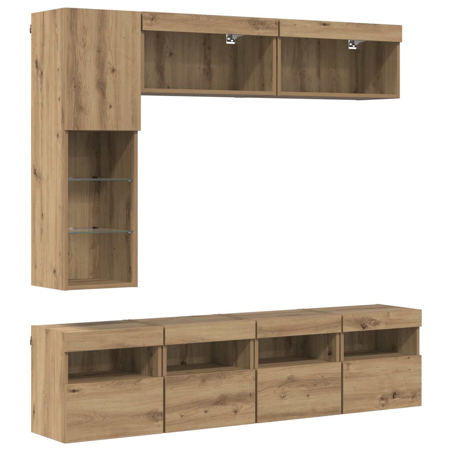 Mobile TV con led 7 pcs Rovere artigianale Legno multistrato