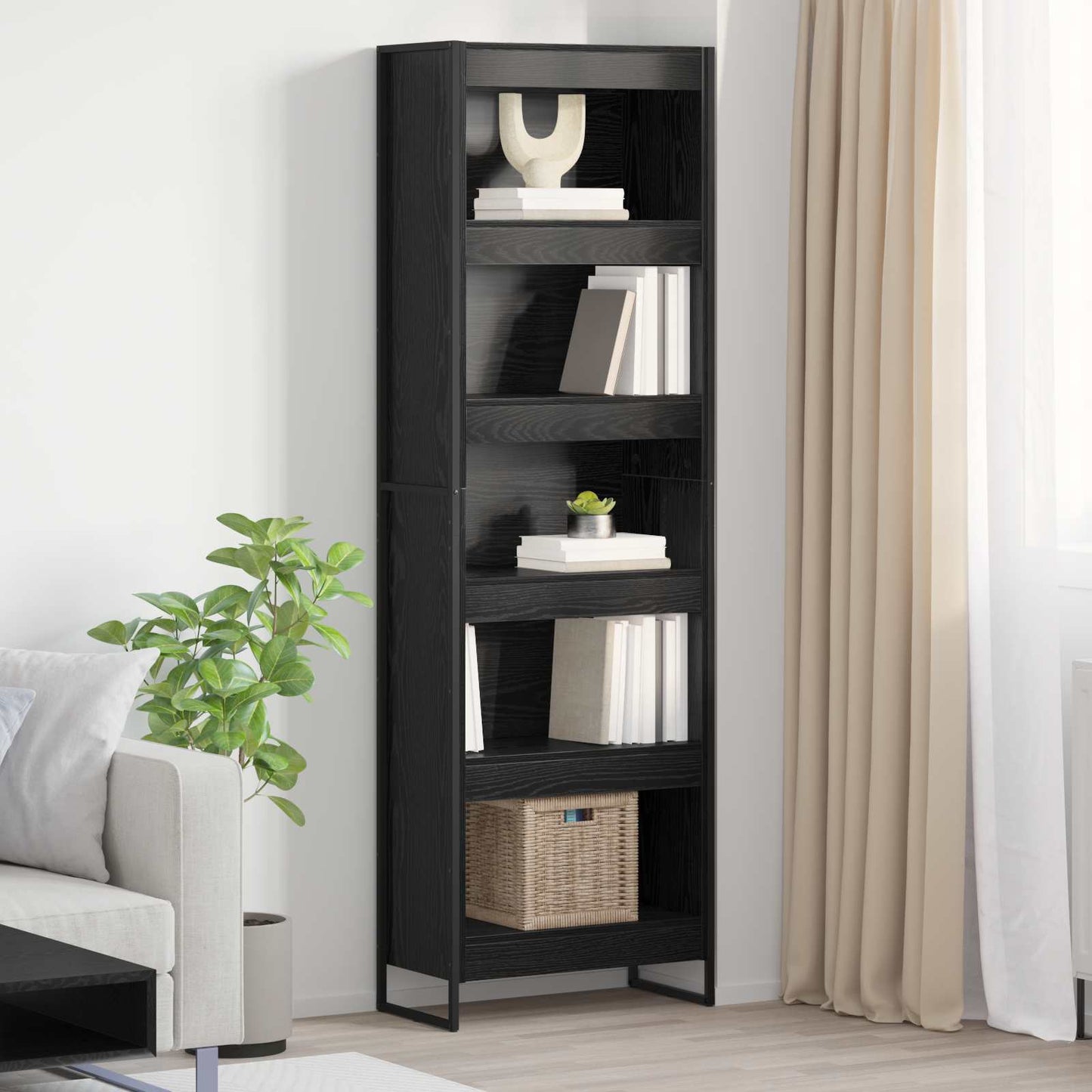 Armadio per Libri 2 pcs Rovere Nero 80 x 30 x 155 cm