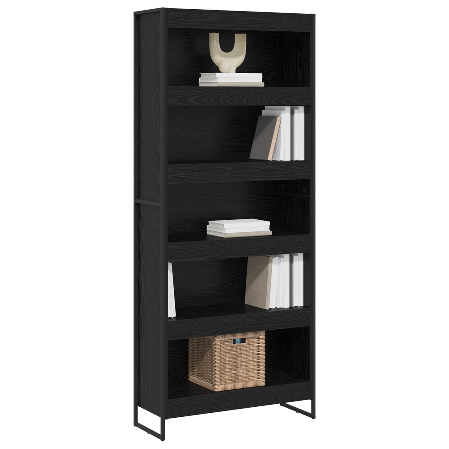 Armadio per Libri 2 pcs Rovere Nero 80 x 30 x 155 cm