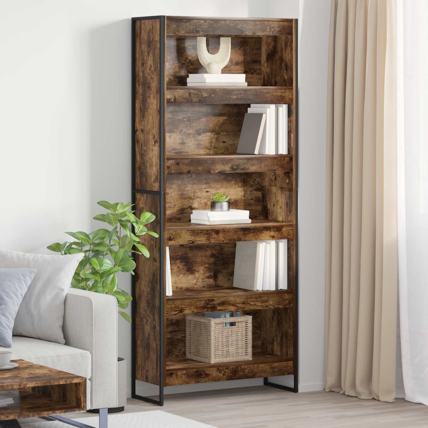 Armadio per Libri 2 pcs Quercia Fumosa 80 x 30 x 155 cm