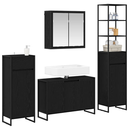 Set di mobili per il bagno Rovere Nero Legno multistrato