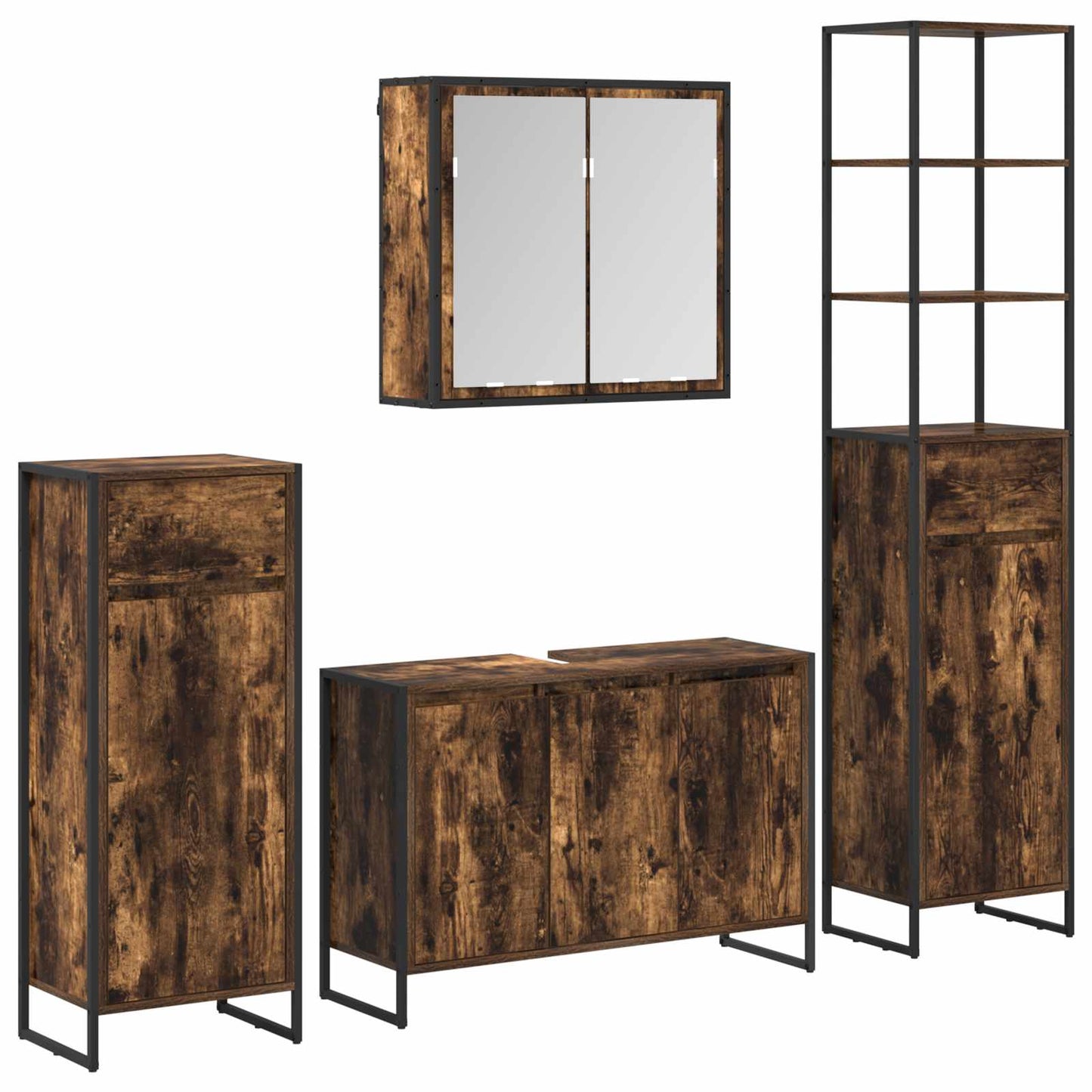 Set di mobili per il bagno Rovere fumÃƒÂ© Legno multistrato